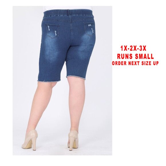 Plus-size distressed Pull-on Jegging Bermudas shorts NWT - Picture 3 of 3